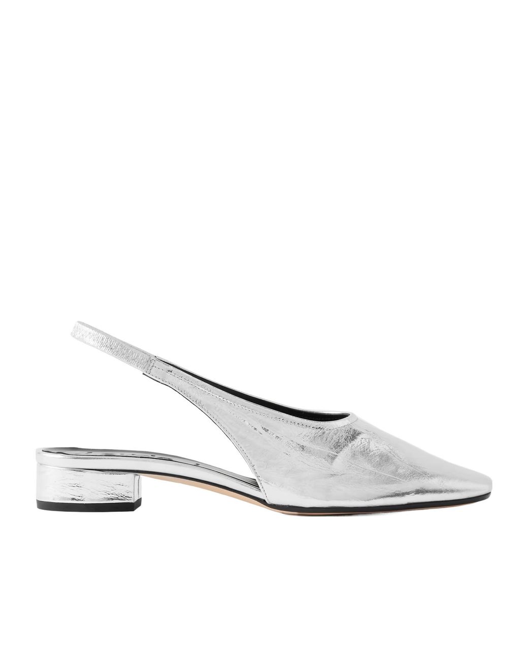 Aeyde White Crinkled-Leather Slingback Pumps