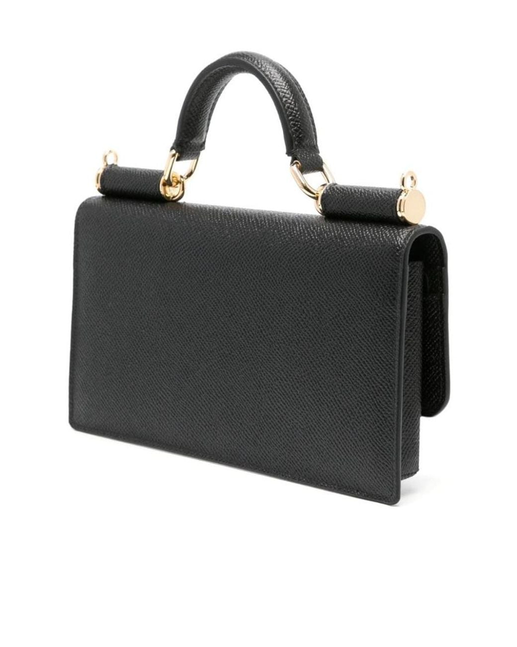 Dolce & Gabbana Black Logo Plaque Foldover Top Clutch Bag