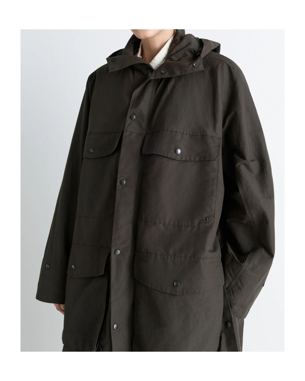 Lemaire Black Pocket-Detail Hooded Raincoat for men