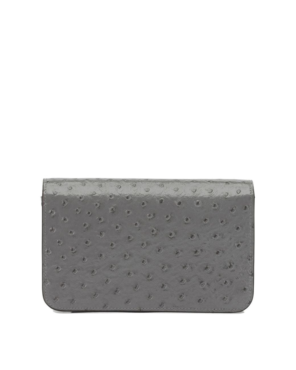 Totême  Gray T-Lock Ostrich-Effect Crossbody Bag