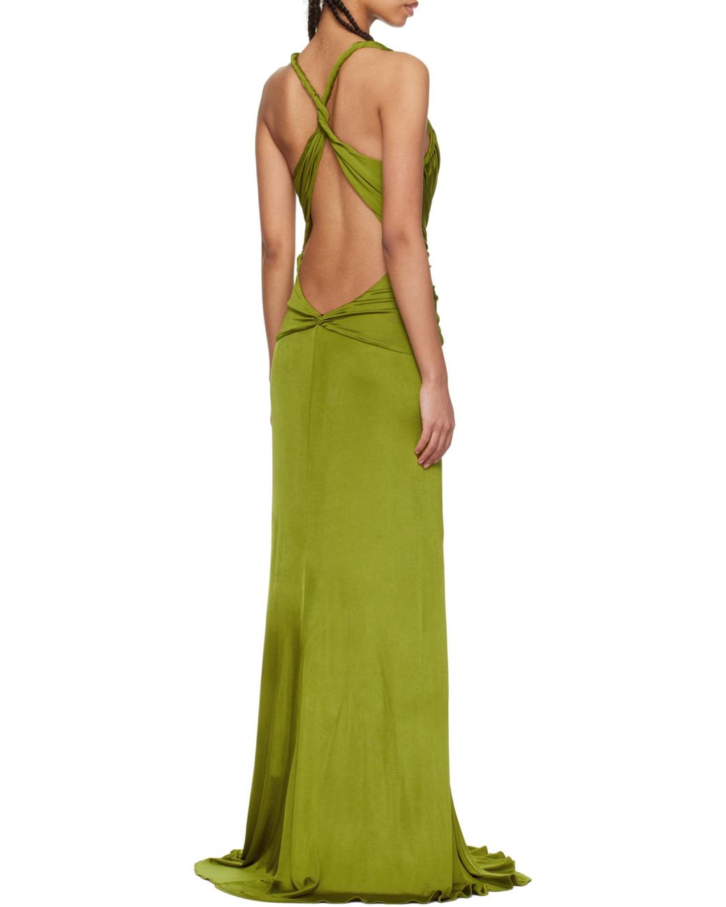Tom Ford V-Neck Criss-Cross Evening Dress in Green | Lyst