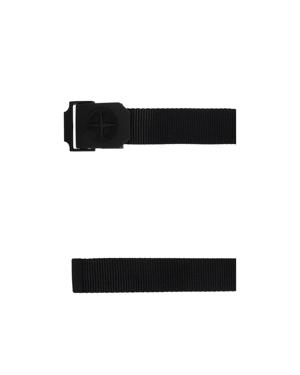 Stone Island Black Logo Compass Box Buckle Belt for men