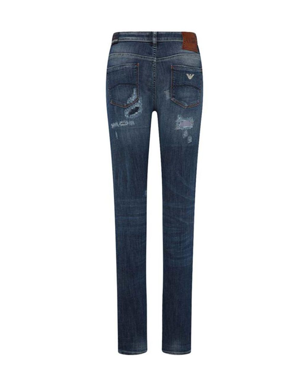 Armani Jeans Blue Wash And Wear Out Skinny Jeans