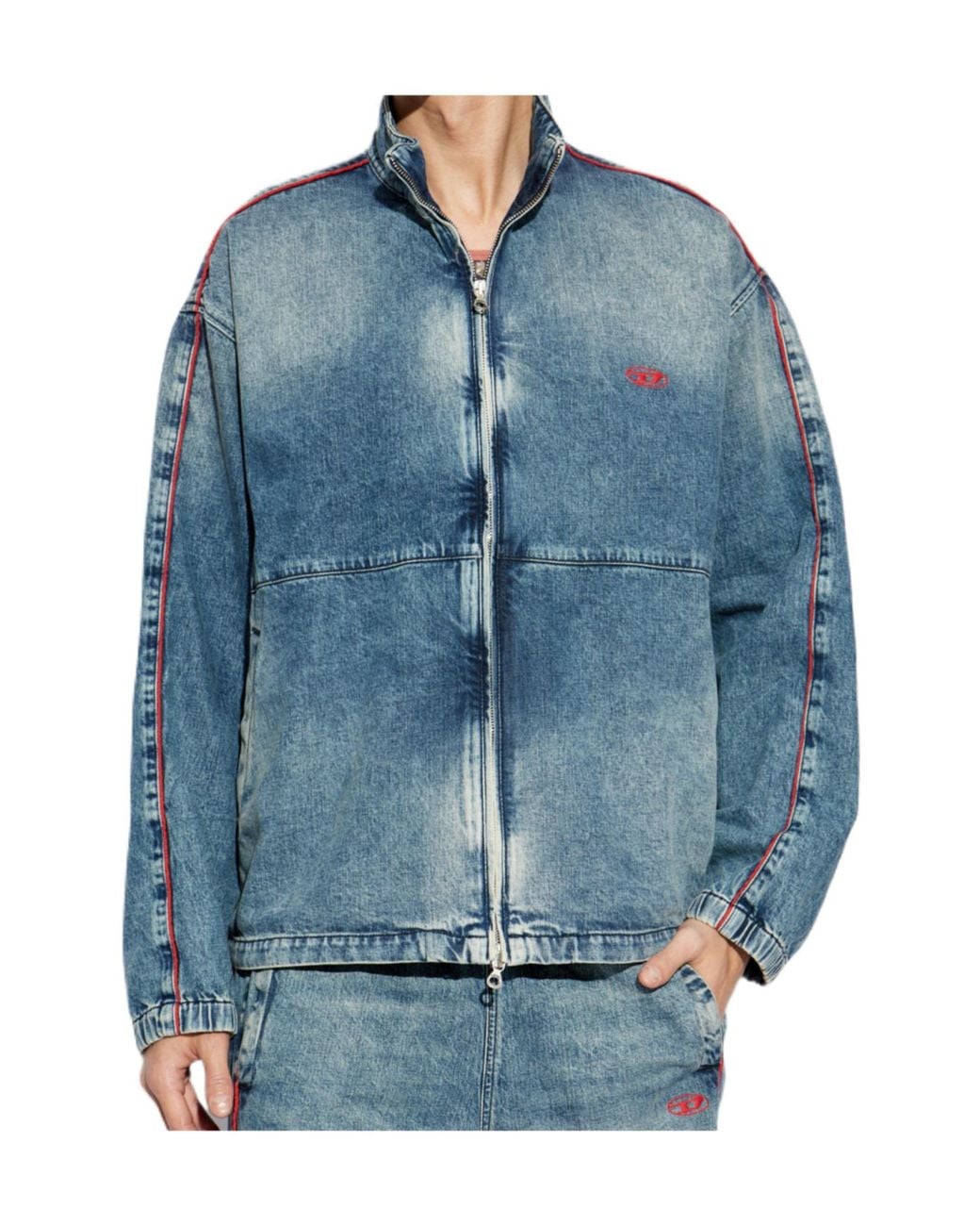 DIESEL Blue Logo Embroidered Denim Jacket for men