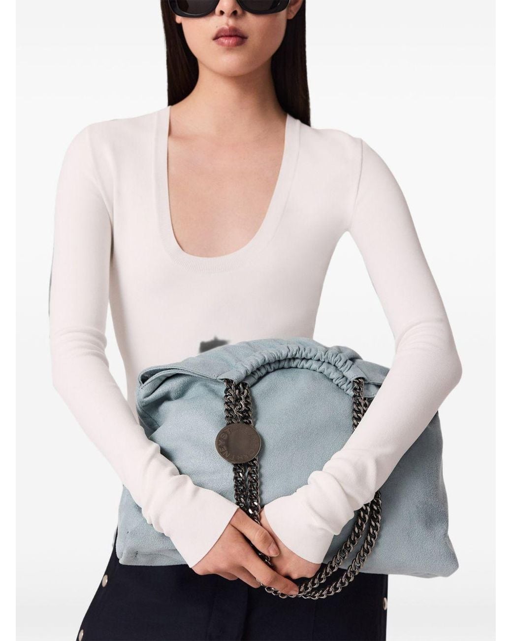 Stella McCartney Blue Falabella Chain-Link Shoulder Bag