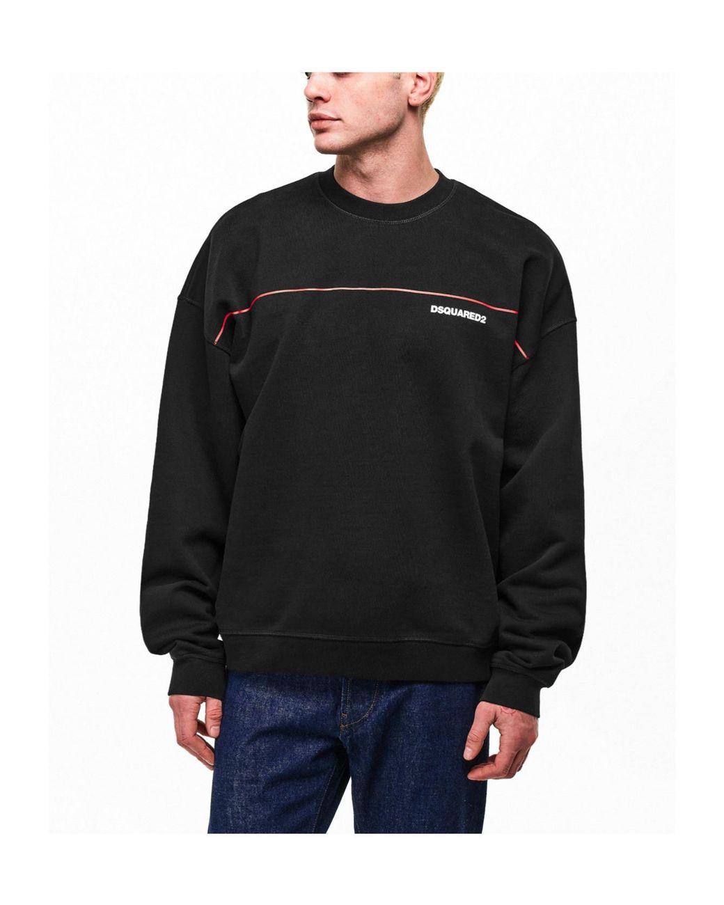DSquared² Black Minimalist Crew Neck Sweatshirt for men