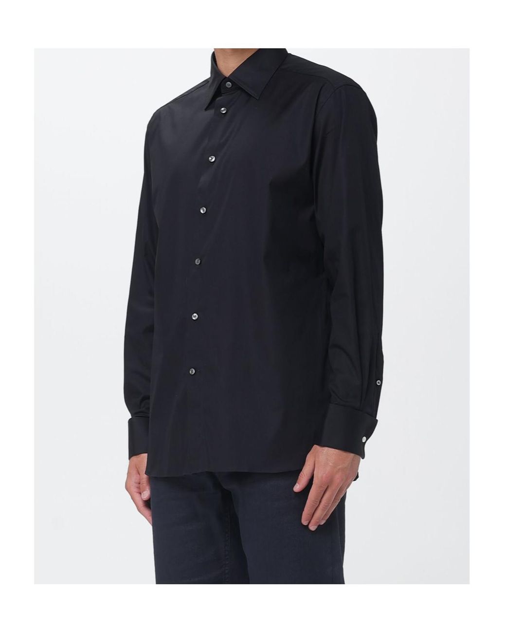 Zegna Blue Stretch-Poplin Shirt for men