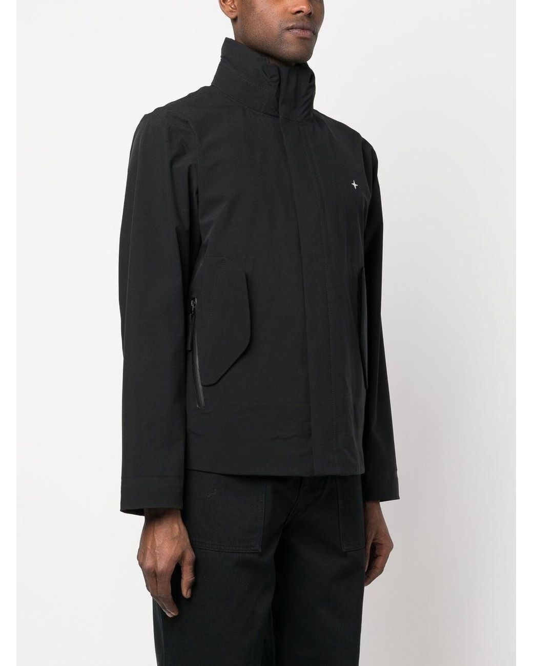 Stone Island Black High-Neck Zip-Up Jacket for men