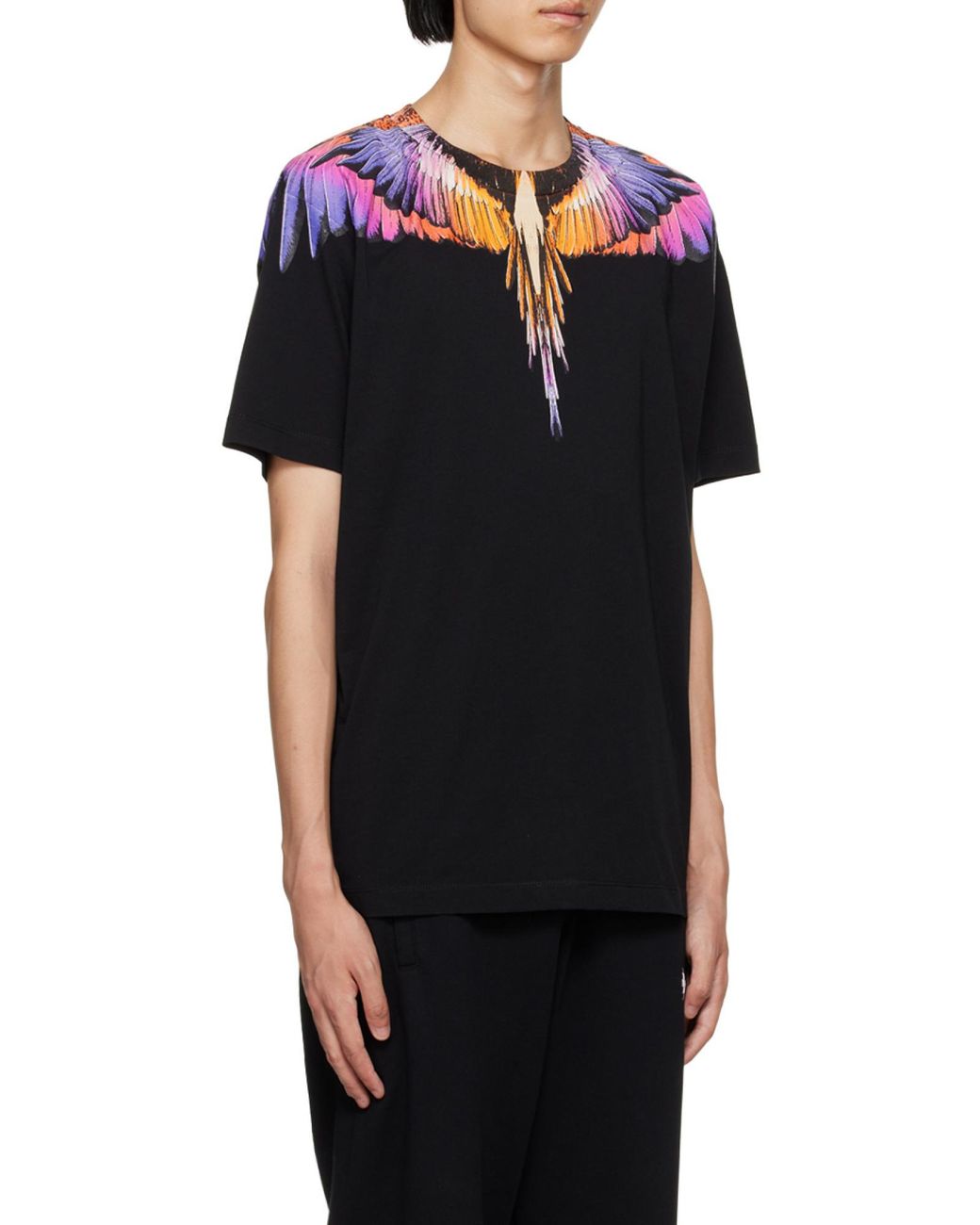 Marcelo Burlon Black Graphic-Print Organic Cotton T-Shirt for men