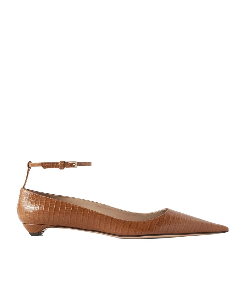 Tom Ford Brown Snake-Effect Leather Point-Toe Ballet Flats