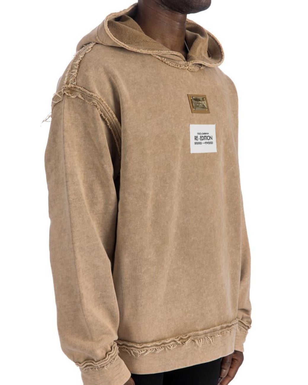Dolce & Gabbana Natural Logo Plaque Hoodie for men