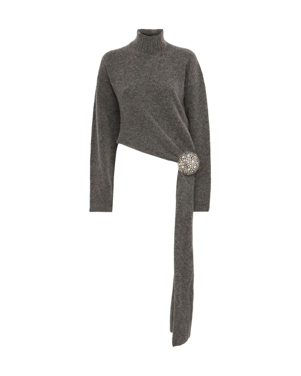 GIUSEPPE DI MORABITO Gray Turtleneck Sweater With Crystal Detail