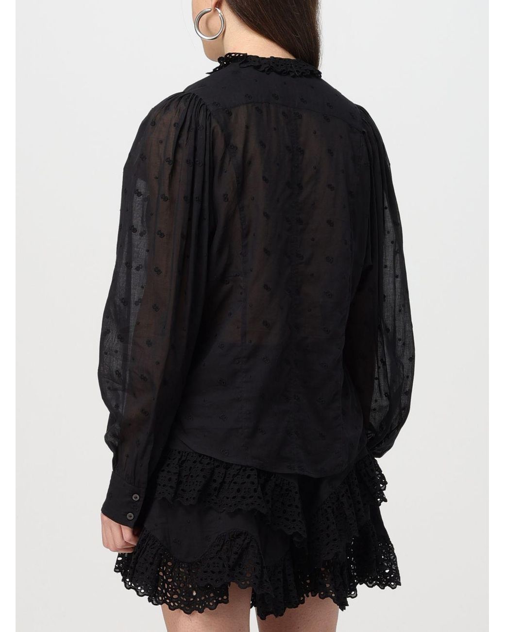 Isabel Marant Black Terzali Floral-Embroidered Blouse