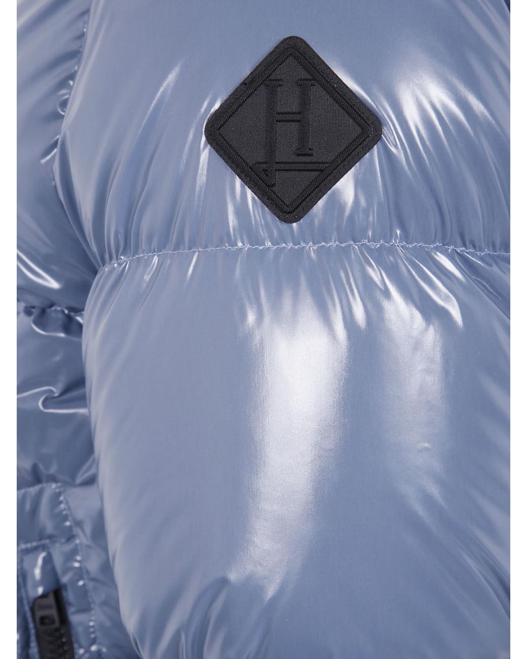 Herno Blue Quilted Hooded Jacket Shiny Finish for men