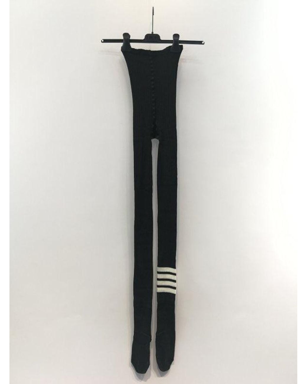 Thom Browne Black 4-Bar Striped Ribbed Tights