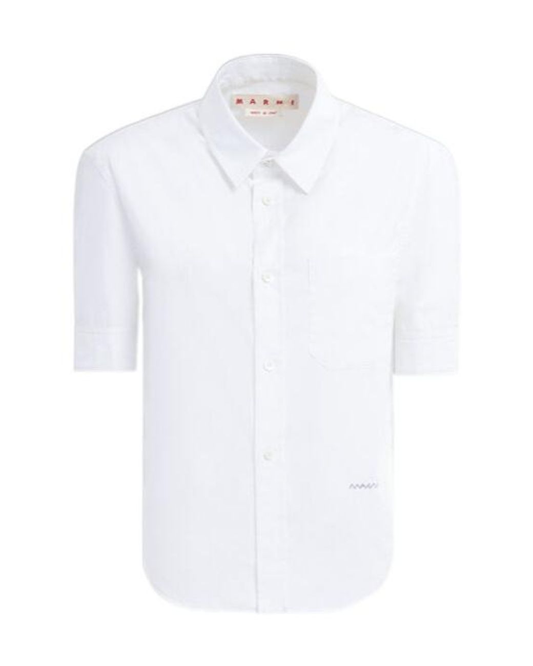 Marni White Short-Sleeved Curved Hem Shirt