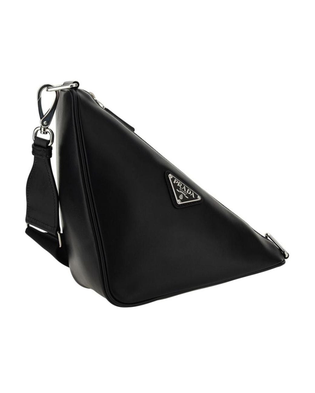 Prada Black Logo Plaque Zipped Shoulder Bag for men