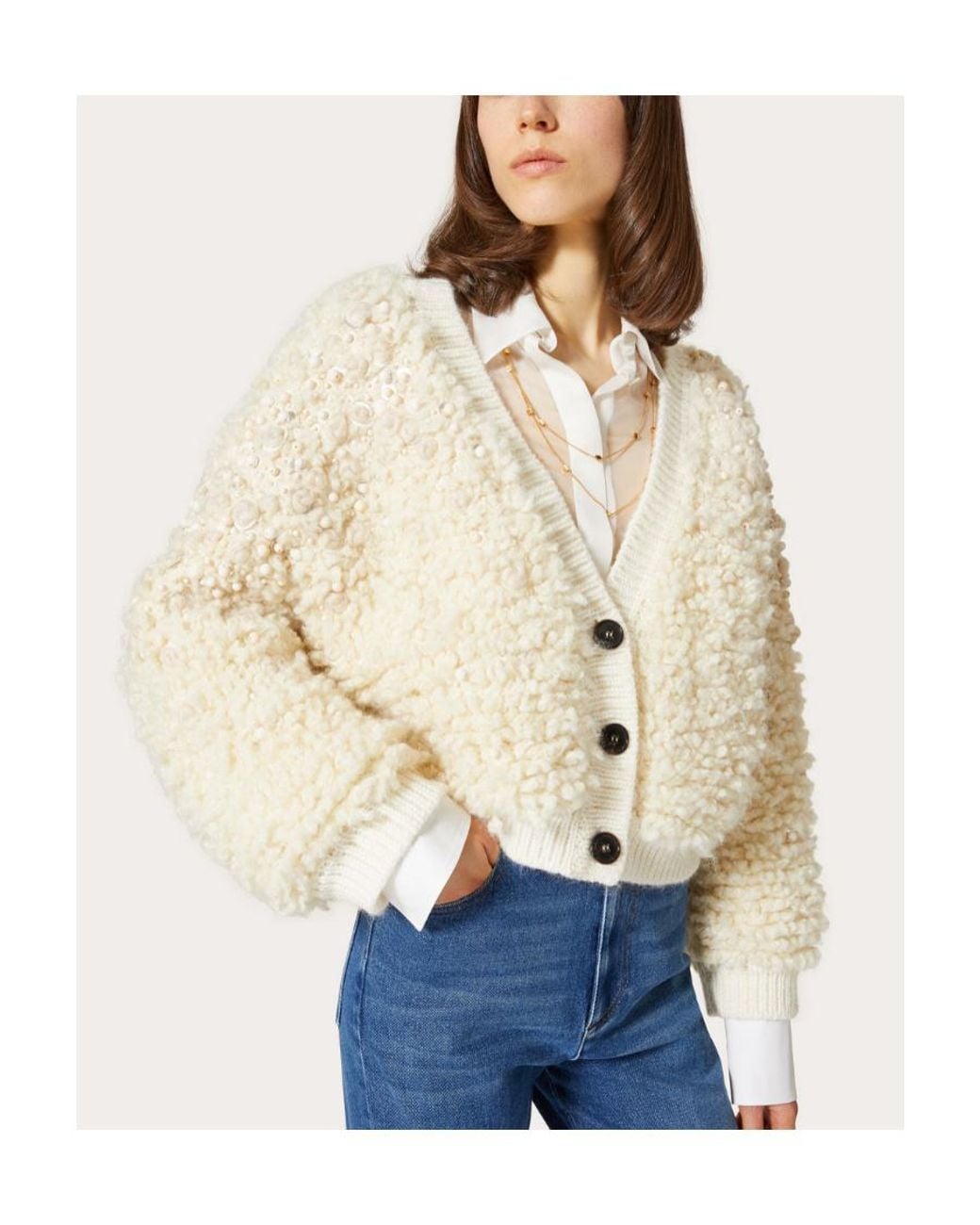 Valentino Natural Button Cardigan