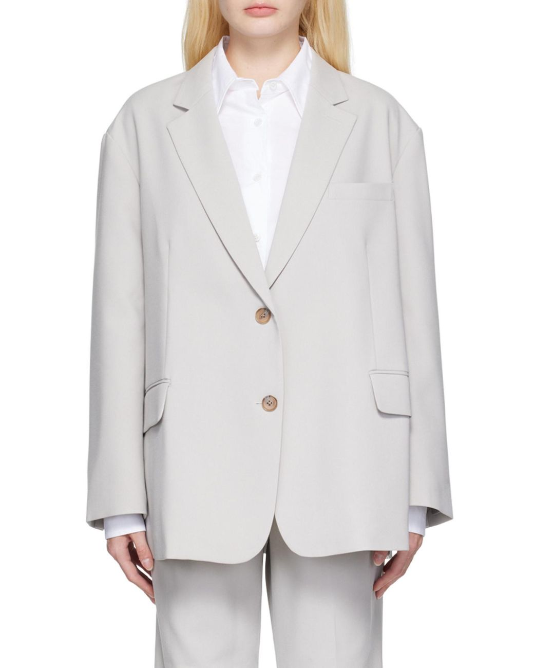 Frankie Shop White Bea Single-Breasted Oversized Blazer