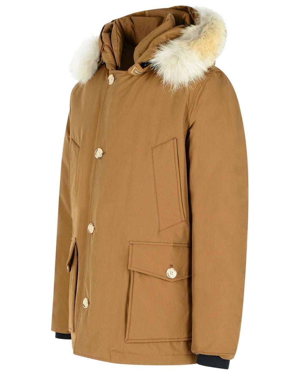 Woolrich Brown Removable-Fur Hooded Jacket for men