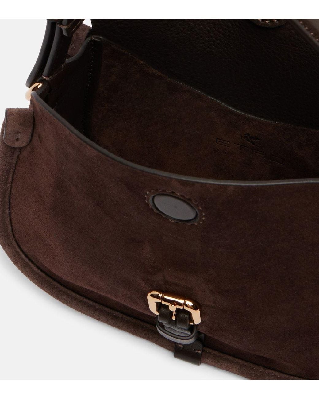 Etro Brown Pony Small Suede Crossbody Bag