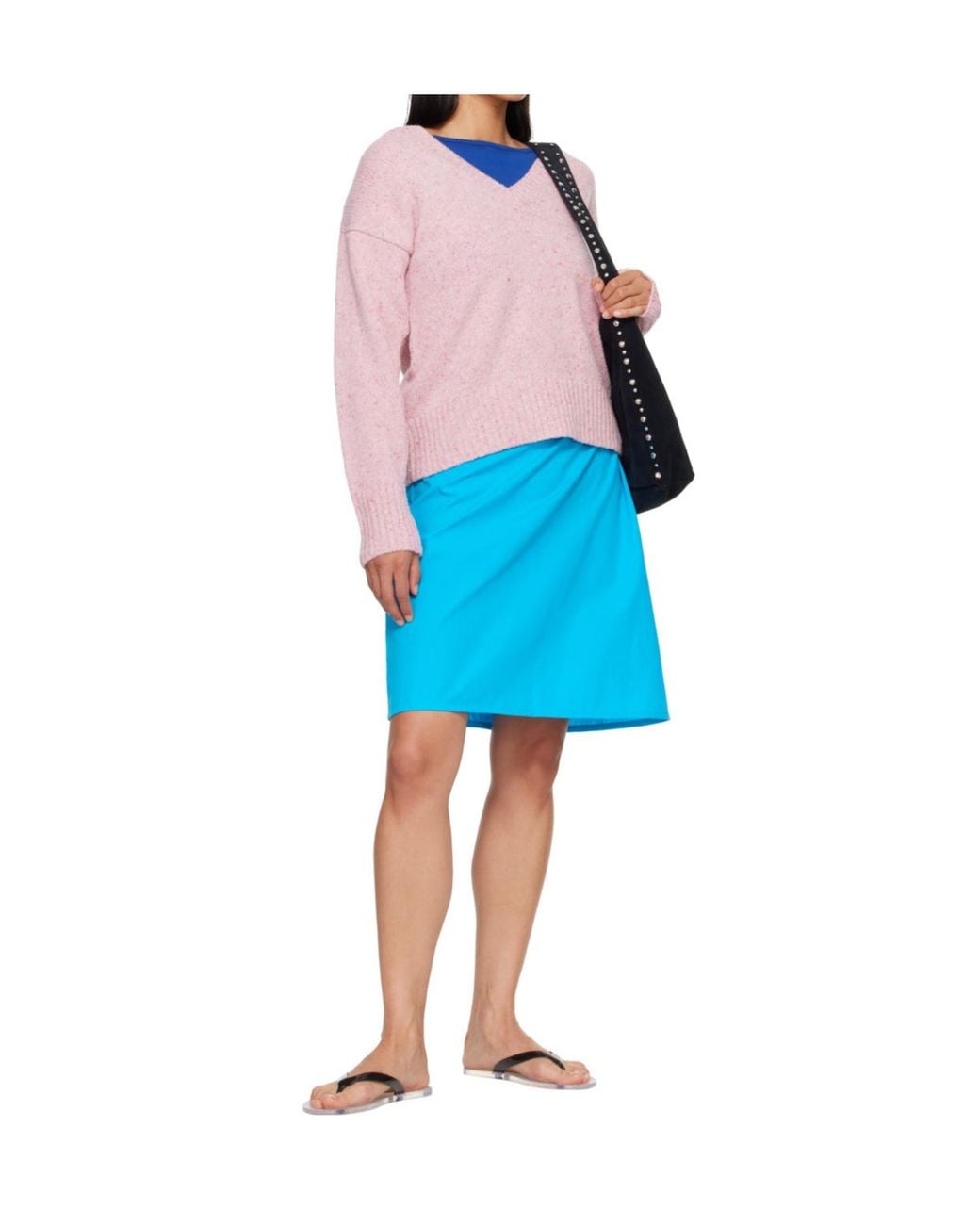 GIMAGUAS Blue Yuna V-Neck Knitted Sweater
