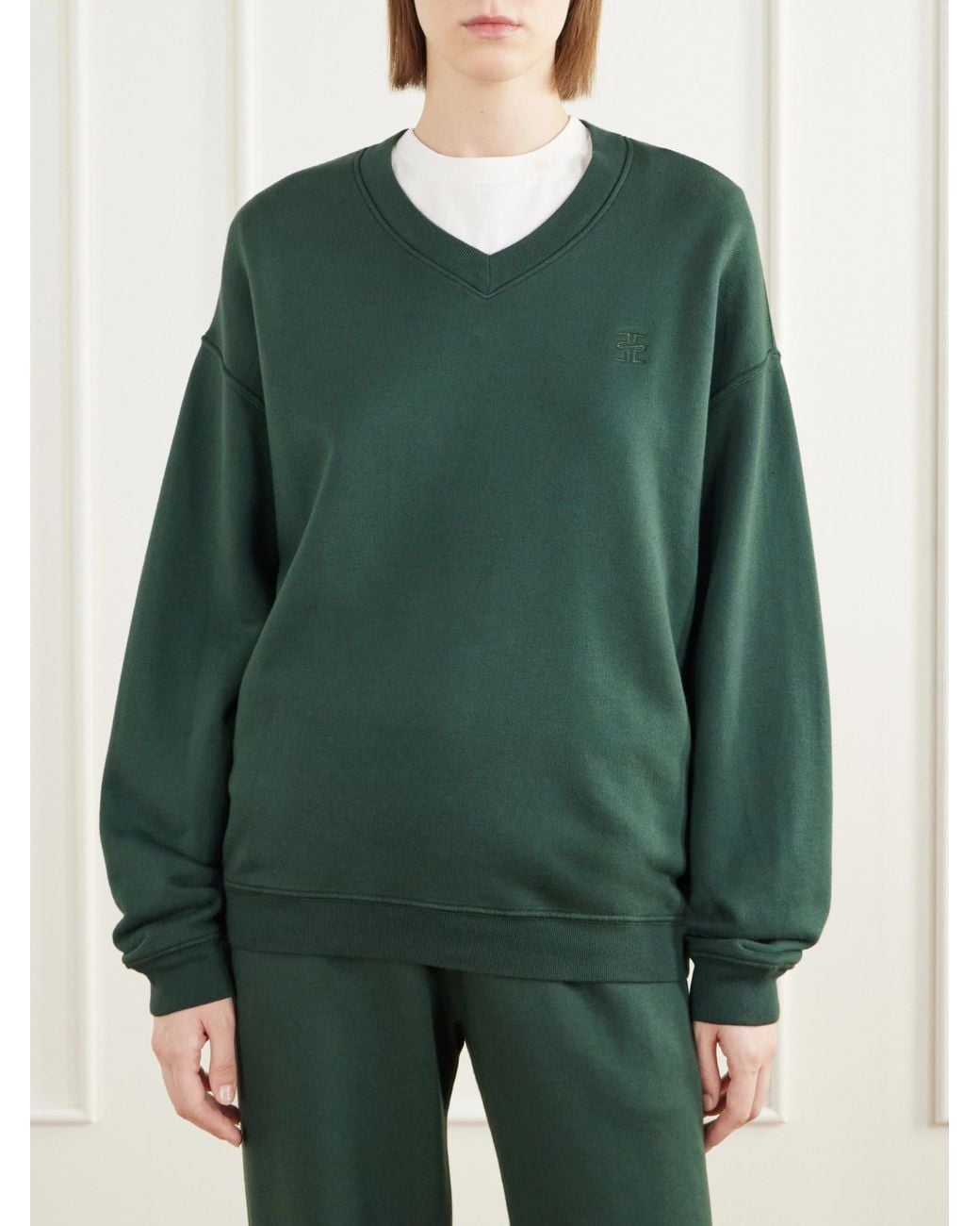 ÉTERNE Green Logo-Embroidered French Terry Sweatshirt