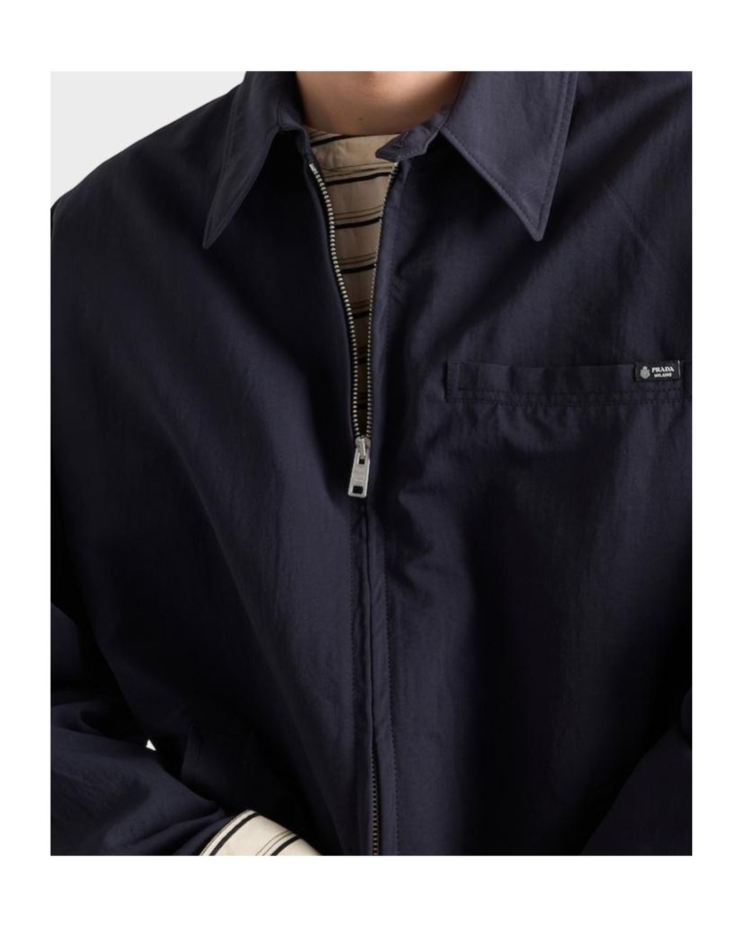 Prada Blue Zip-Up Bomber Jacket for men