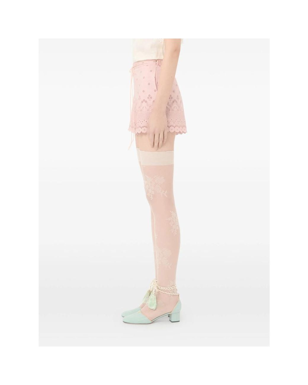Valentino Pink Pap Broderie Shorts