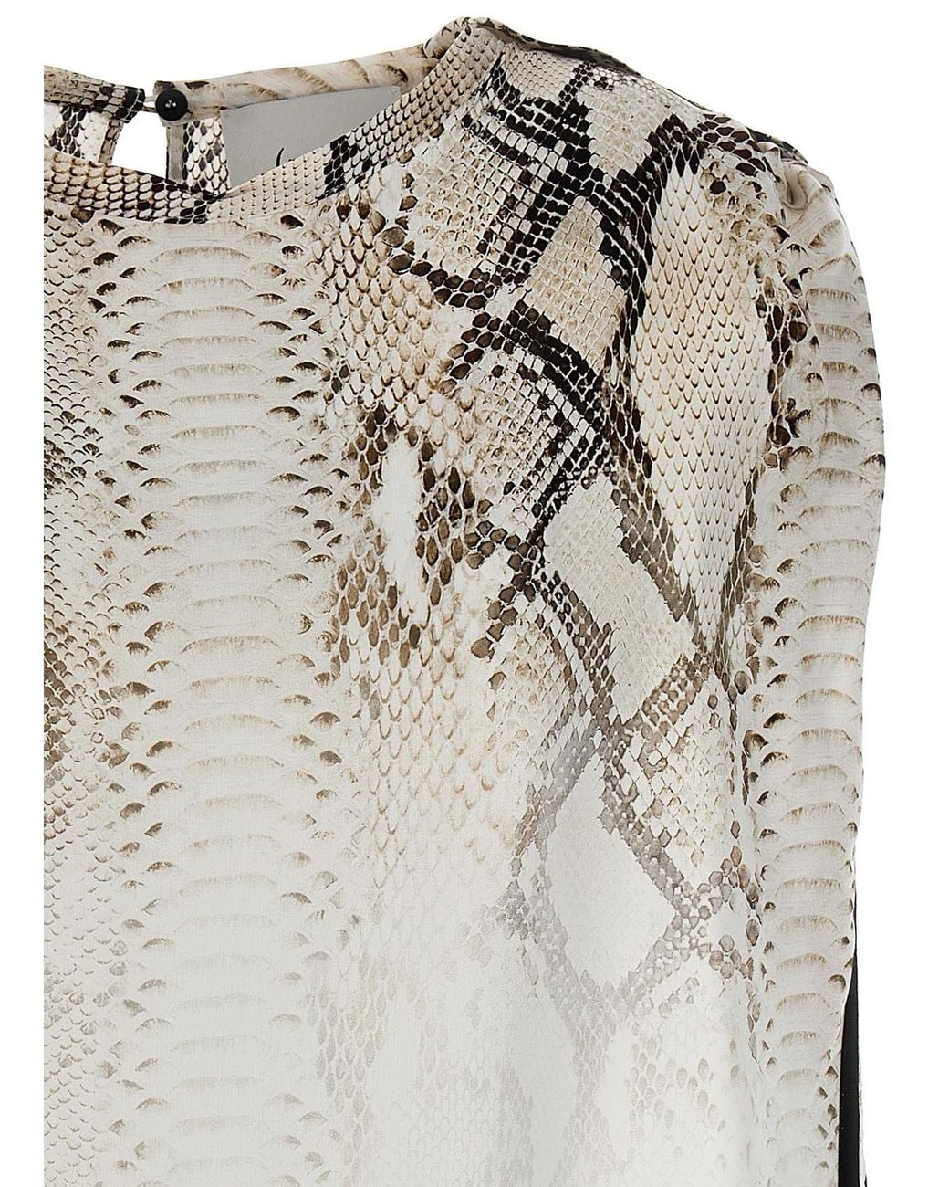 Nude White Snake Print Bloshirt