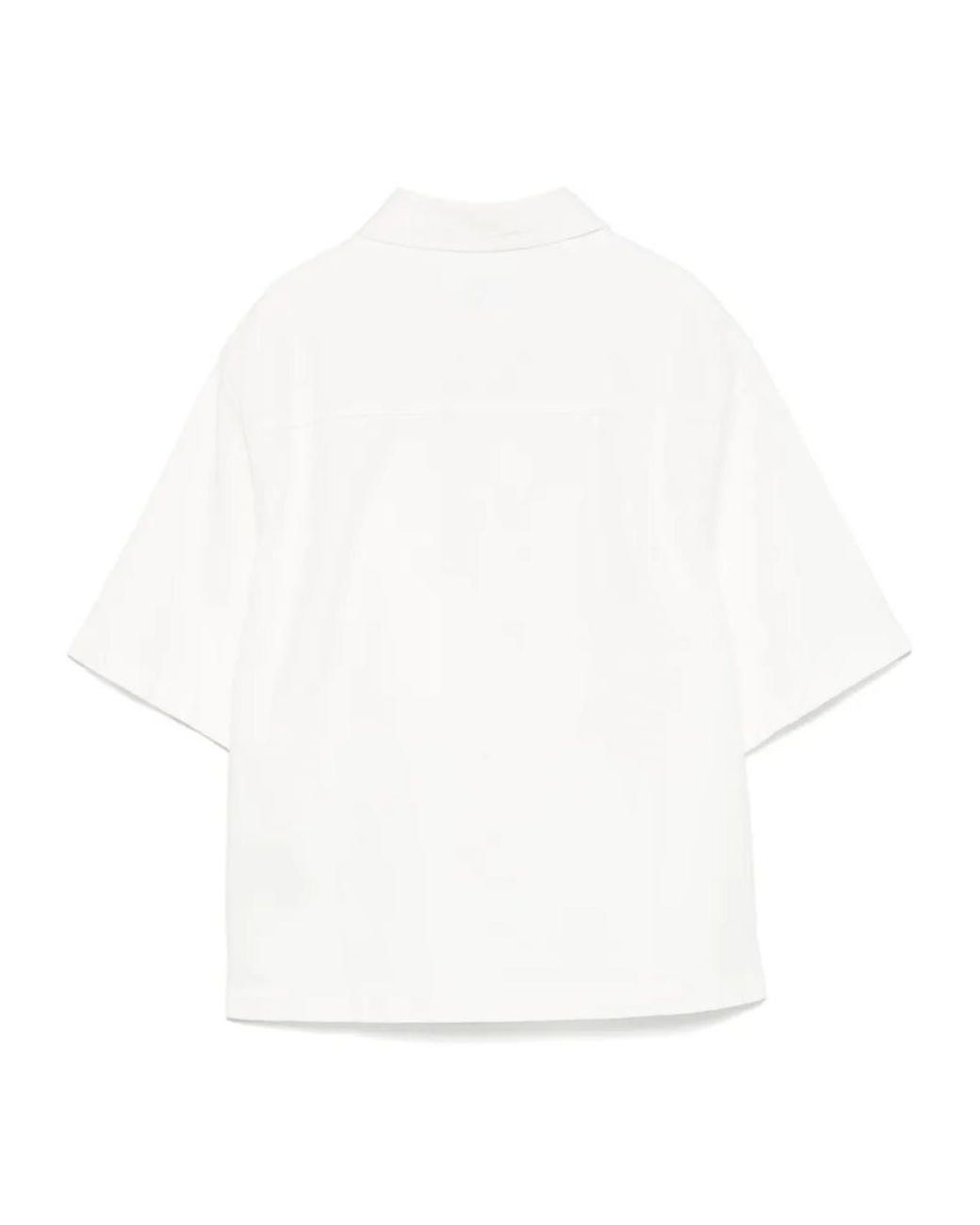 Haikure White Collared Short-Sleeve Shirt