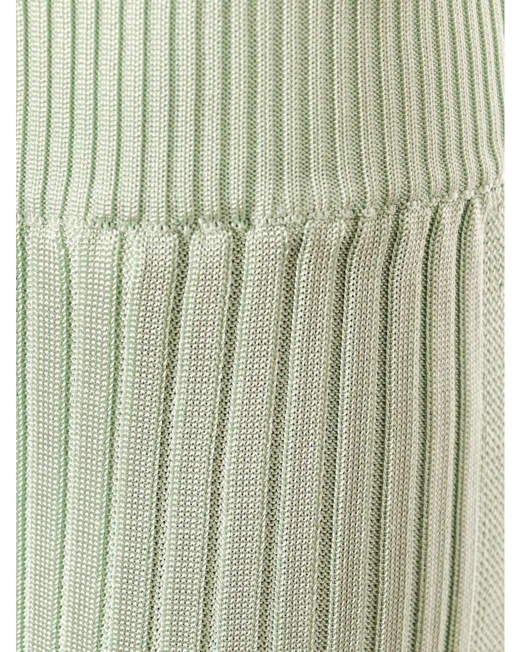Jil Sander Green High-Waisted Ribbed-Knit Trousers