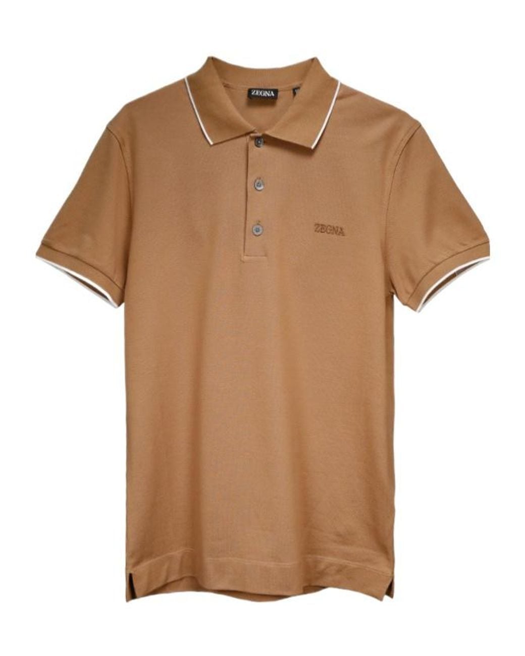 Zegna Brown Z Logo Embroidered Polo Shirt for men