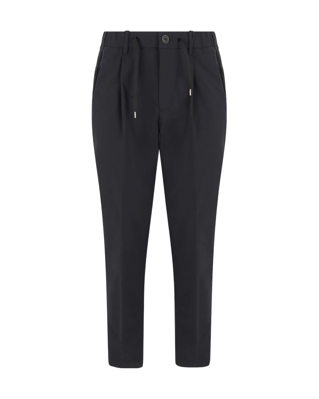 Herno Black Tapered Elastic-Waist Pants for men