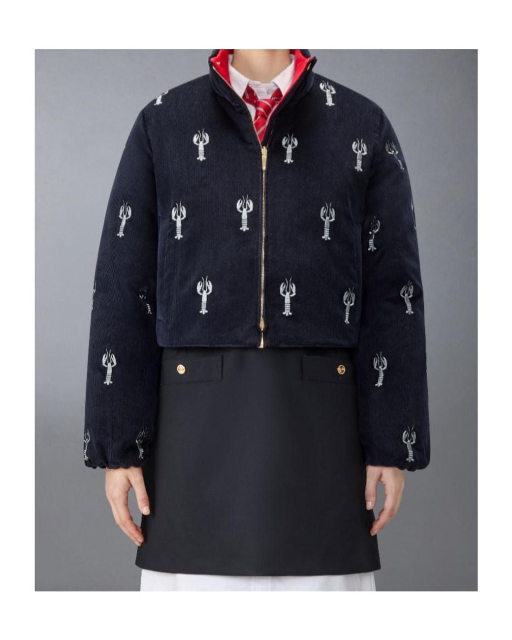 Thom Browne Blue Reversible Zip-Up High-Neck Jacket