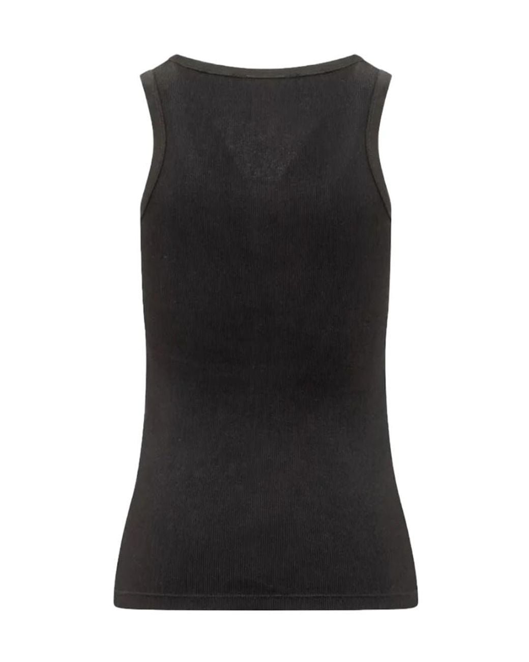Pinko Black Love Birds Logo Ribbed Tank Top