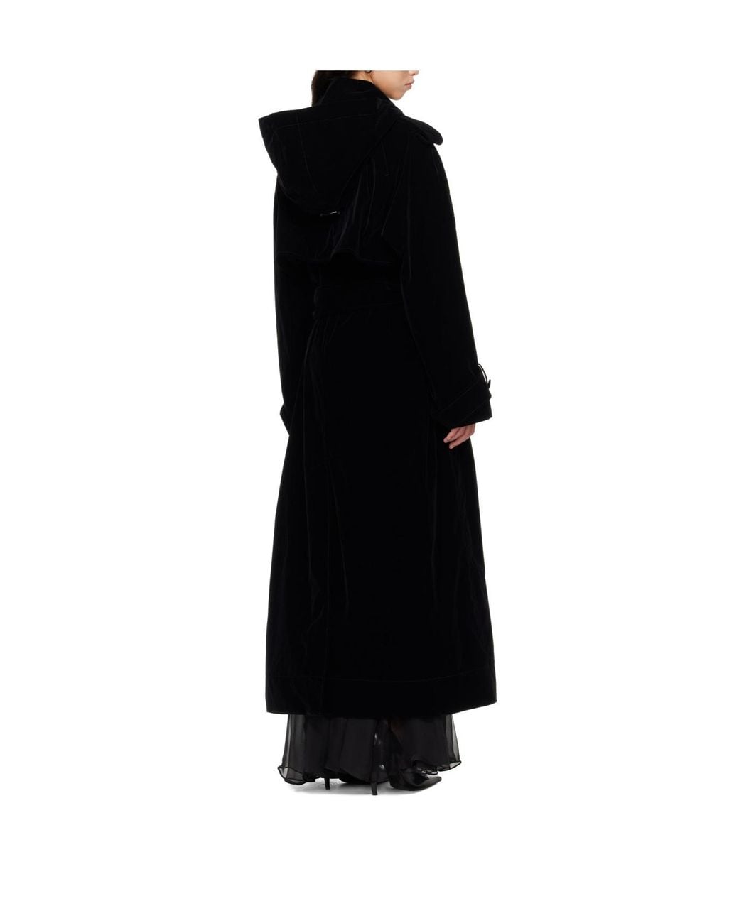 Jean Paul Gaultier Black Hooded Trench Coat With A Lapel Collar