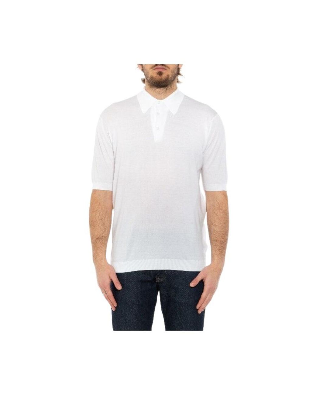 John Smedley White Classic Isis Polo Shirt for men