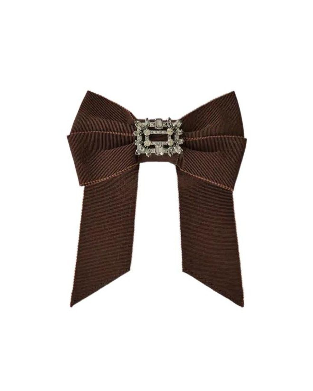 Roger Vivier Brown Broche Vivier Hair Clip