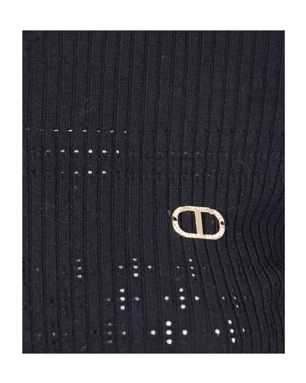 Twinset Blue Perforated Knit Sweater