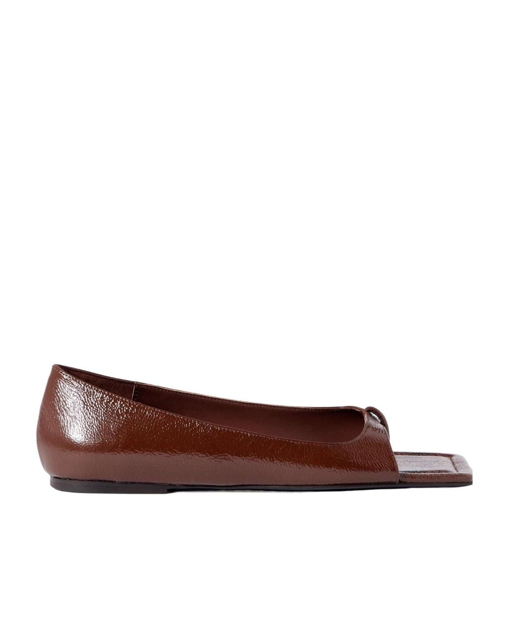 St. Agni Brown Crinkled Patent-Leather Pumps