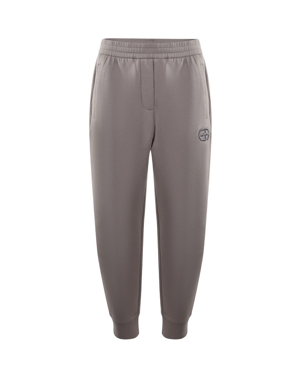 Emporio Armani Gray Logo-Embroidered Tapered Leg Pants for men