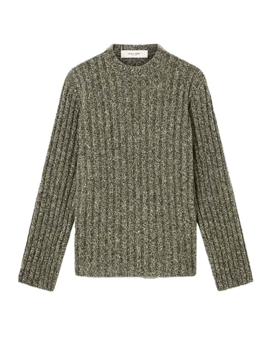 Golden Goose Deluxe Brand Green Logo Detailed Crewneck Knit Jumper for men
