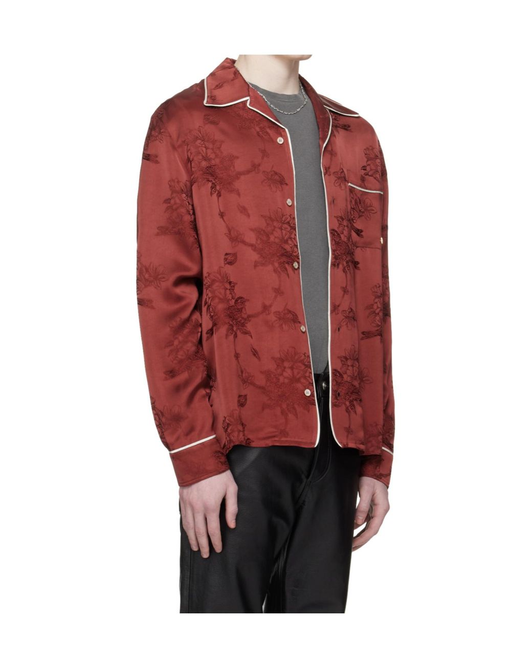 Amiri Red Floral Jacquard Pajama Shirt for men
