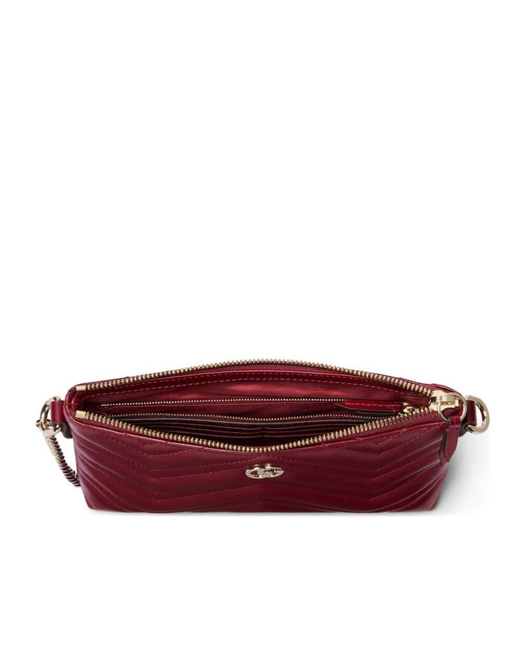 Gucci Red Gg Marmont Pochette With Chain