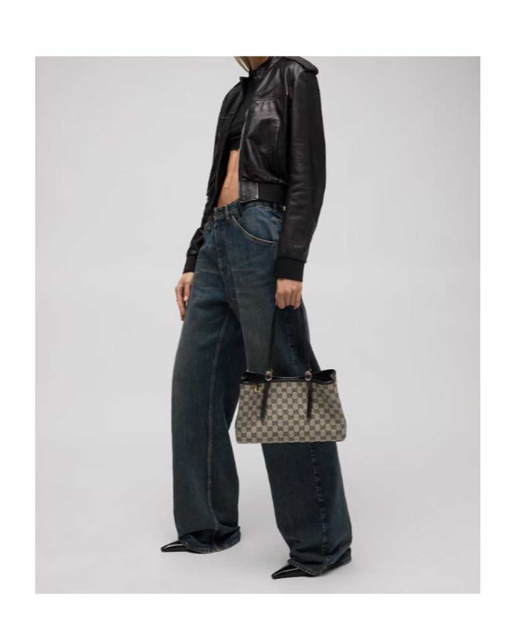 Gucci Black Gg Emblem Medium Tote Bag