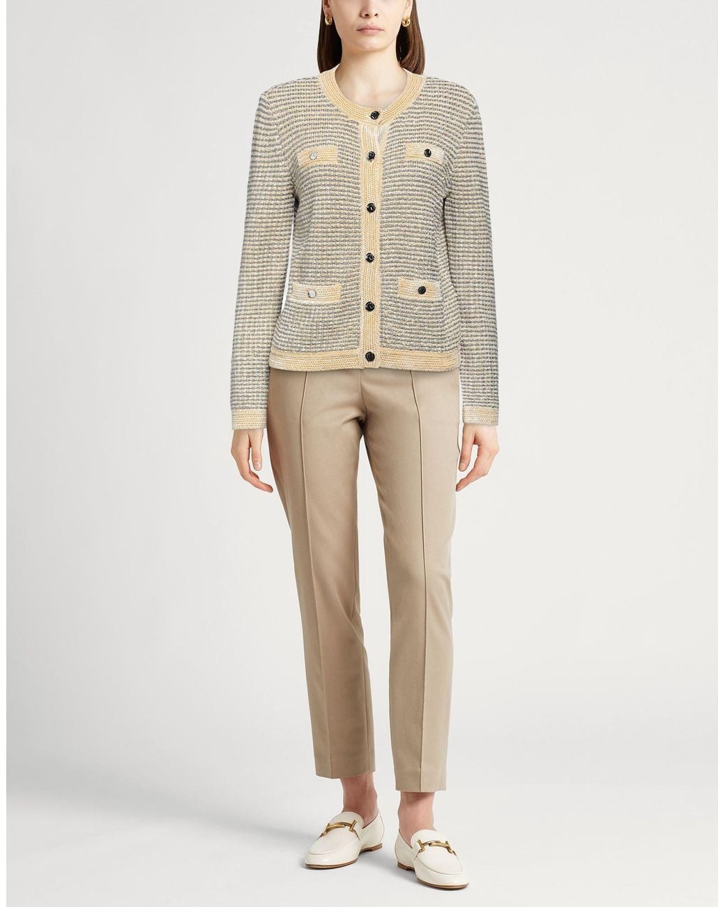 Tory Burch White Striped Cardigans