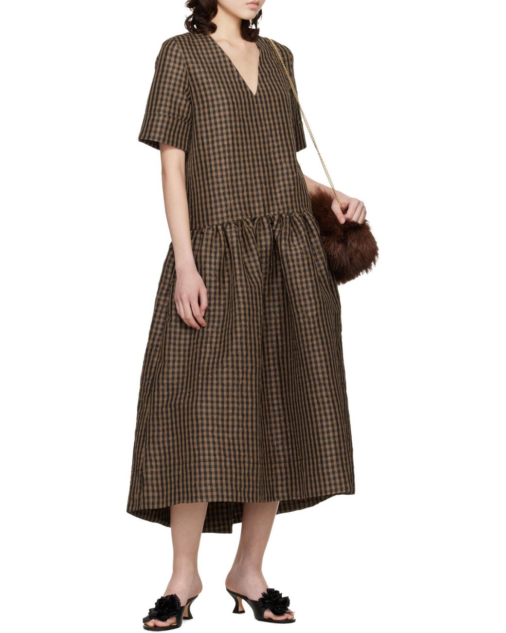 Ganni Brown Midi Dresses