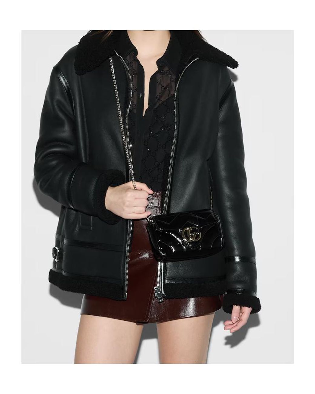 Gucci Black Gg Marmont Leather Mini Bag