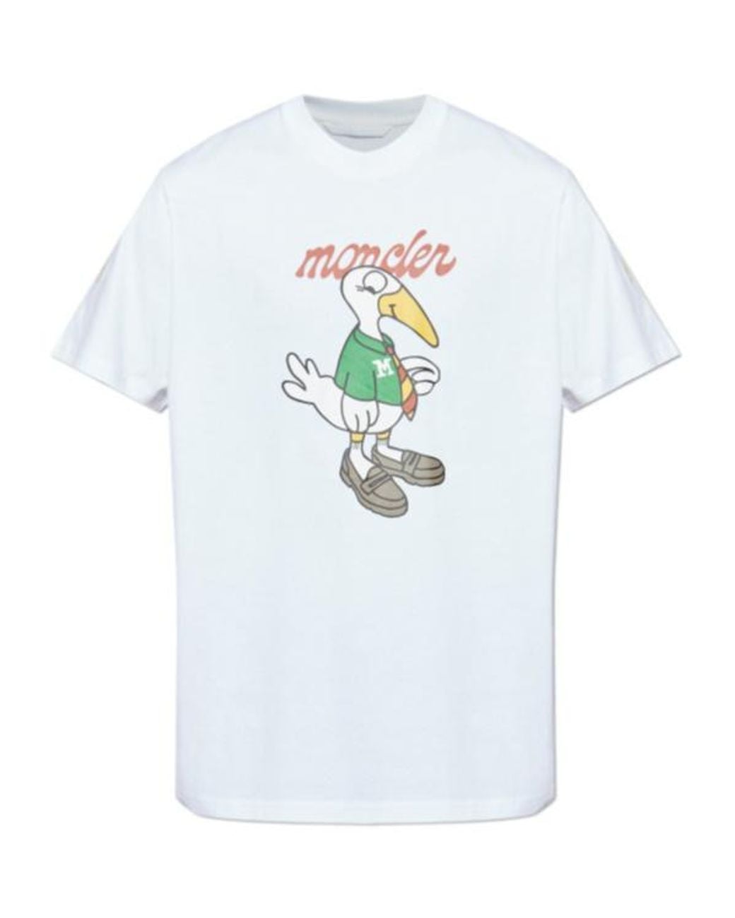 Moncler White Logo Printed Crewneck T-Shirt for men